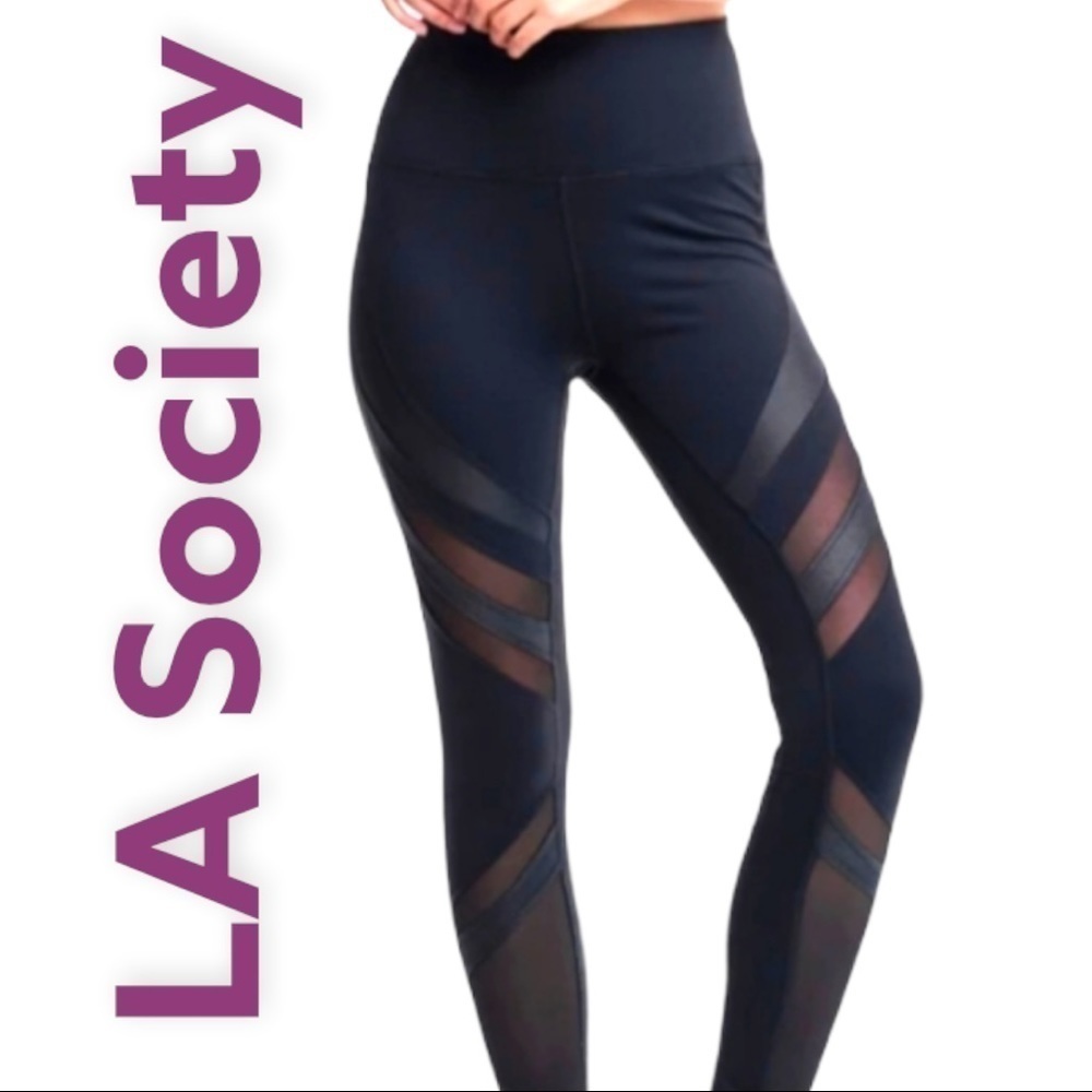 LA SOCIETY‎ Oxygen Diagonal Mesh Leggings, Size Small